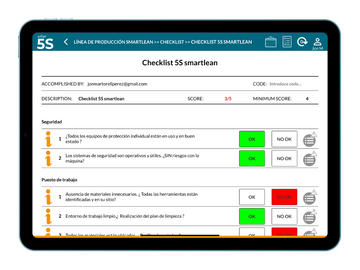 Smart 5S - Software para la gestión de las auditorías periódicas de 5S - Demo gratuita