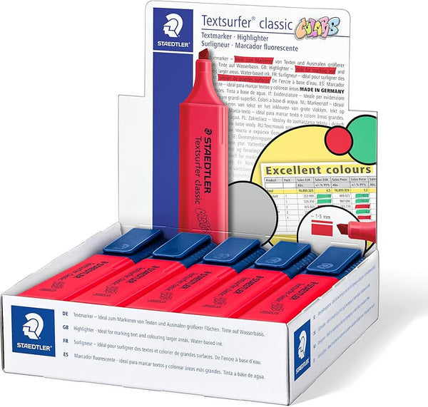 Pack de 20 subrayadores Staedler Textsurfer (10 rojos y 10 verdes)