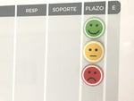 Smiley magnético 5cm. Pack de 25 (10 verdes, 5 amarillos o 10 rojos) - Tienda LEAN