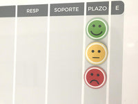 Smiley magnético 5cm. Pack de 25 (10 verdes, 5 amarillos o 10 rojos) - Tienda LEAN