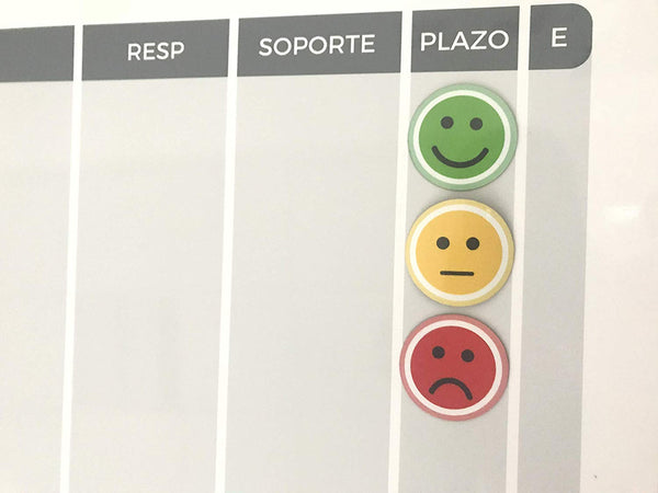 Smiley magnético 5cm. Pack de 25 (10 verdes, 5 amarillos o 10 rojos) - Tienda LEAN