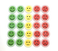 Smiley magnético 5cm. Pack de 25 (10 verdes, 5 amarillos o 10 rojos) - Tienda LEAN