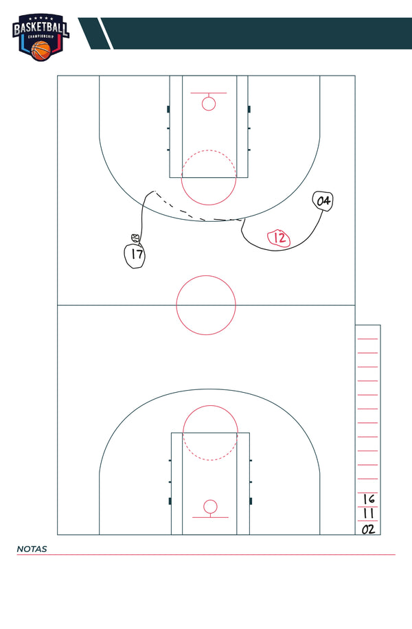 Pizarra deportiva Baloncesto campo completo personalizable